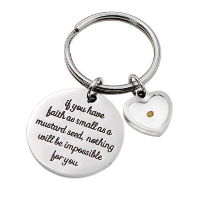 China Daily Life Matthew 5:20 Mustard Seed Key Chain Stainless Steel Religious Jewelry Christian Faith Gift True for sale