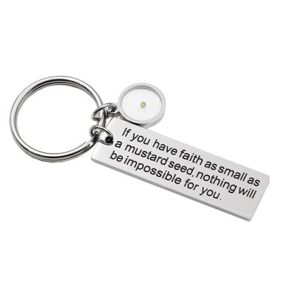 China Stainless Steel Christian Inspirational Jewelry Gift Daily Life Matthew 5:20 Best Friends Mustard Seed Key Chain for sale