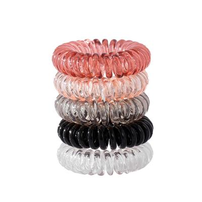 China Plastic Colorful Spiral Hair Ties Telephone Wiring Line For Girls Headwear Fashion Elastic Hair Bands Scrunchies Hair Accessories for sale