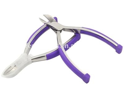 China Large Stainless Steel Callus Remover Wide Jaw Manicure Nail Nippers Full Cuticle Nippers With Handle Cuticle Cutter Purple Rubber Trimmer for sale