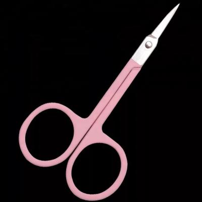 China Customized Durable Quality Stainless Steel Color Manicure Pink Nail Trimming Cosmetic Cuticle Curved Tip Scissors for sale