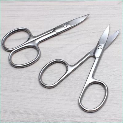 China Durable Professional Grade Sharp Brushed Stainless Steel Make Up Eyebrow Hair Scissor Eyelid Tape Scissor Tool Curved Nail Scissors for sale