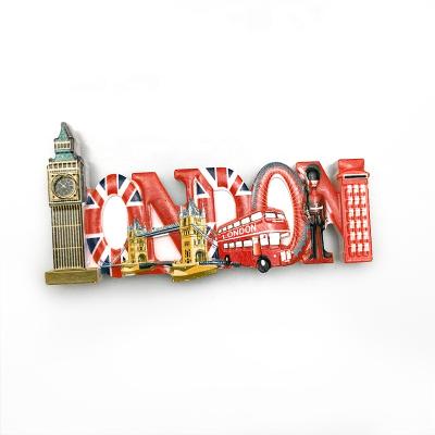 China Shape Unique MOQ Magnet Fridge Sticker London Style Resin Fridge Magnets Bottom Fridge Magnets for sale