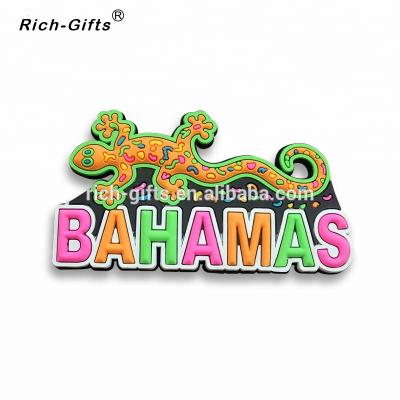 China Home Custom 3D Animals LOGO Lizard Cartoon Decoration PVC Souvenir Rubber Fridge Magnets For Bahama for sale