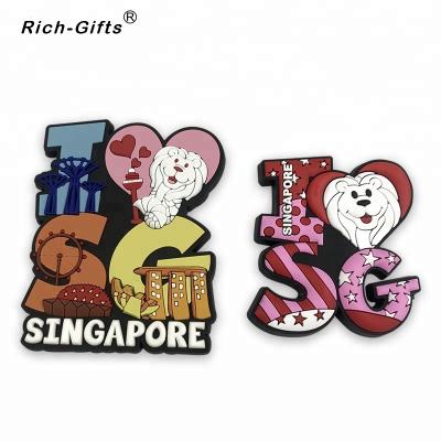 China Customized Souvenirs Singapore Soft PVC 3D Nickel Free Rubber Fridge Magnet for sale