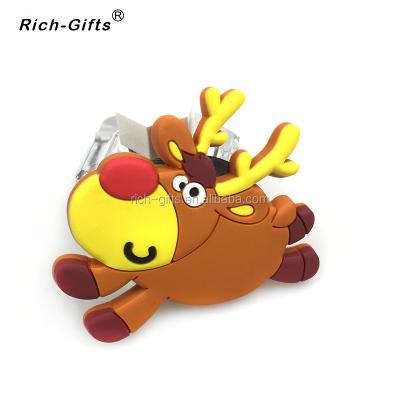 China Custom Magnetic Cartoon PVC Animal Christmas Deer Fridge Magnet for sale