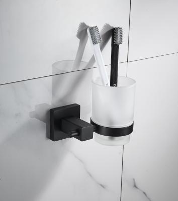 China 2021 Modern New Product Black Modern Wall Mounted Tumbler Toothbrush Cup Holder for sale