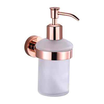 China Foam Soap Dispenser Metal Rose Gold Plating Bathroom Supplies Set Liquid Soap Dispenser for sale