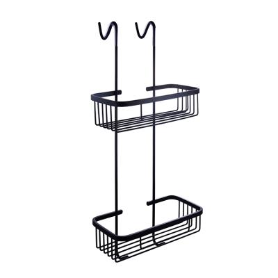 China Matte Black By Painted Stainless Steel Bathroom Metal Basket Hanging Shelf for sale