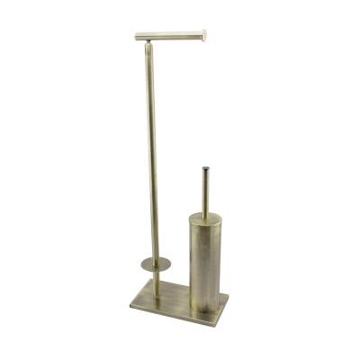 China Modern High Quality Antique Bronze Standing Toilet Paper Tissue Holder And Toilet Brush Holder for sale