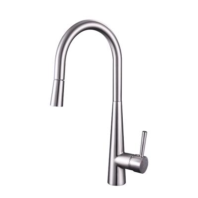 China Modern Modern Deck Mounted Single Handle Luxury Brass Brushed Nickel Pull Down Kitchen Faucet for sale