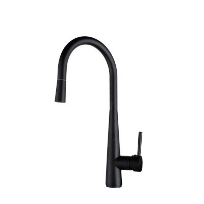 China Pull Out Spray Deck Mounted Matte Black Pull Out Down Kitchen Faucet Sink Mixer for sale