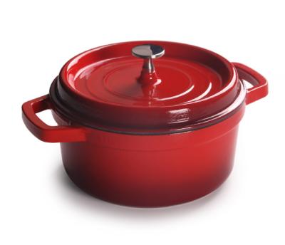 China 20 Cm Durable Red Enamel Cast Iron Non-Stick Cookware Set Dutch Soup Pot Oven Casserole With Lid for sale