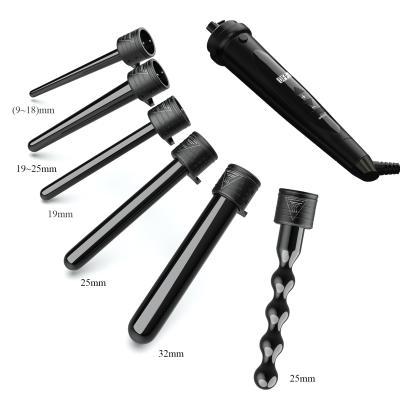 China OEM Custom Logo Heat Adjustable Settings Six Barrels Big Curling Iron LCD Ceramic Ionic Wave Big Hair Curler With Triple Barrel 6 In 1 Hair Curler for sale