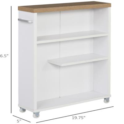 China QIHANG Modern Slim Bathroom Cabinet with Caster Wheels Storage Organizer and Wooden Shelves to Fit in Small Spaces - White for sale