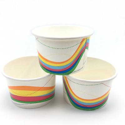 China Wholesale Printed Degradable Compostable Organic Ice Cream Paper Cup Household Products Ice Cream Paper Cup With Lids for sale