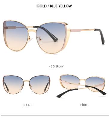 China New Big Frame Sunglasses 2A173 Fashion Sunglasses Metal Frame Customized Women's Css Cat's Border Sunglasses for sale