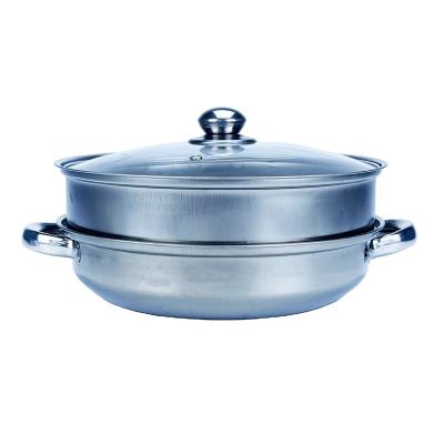 China Sustainable Promotions Stainless Steel Non Electric Cheap Steamer Pot Cooking Pots With Lid&Steel Glass Lid for sale