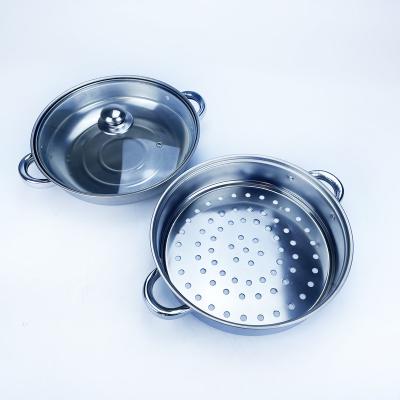 China Factory Direct Sales Viable High Quality Cookware Stock Pot Double Kitchen Metal Cooking Steamer Pot With Glass Lid for sale