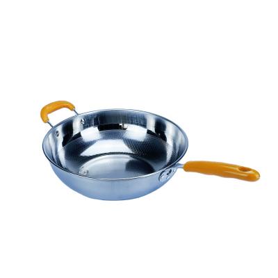 China Chinese Style Sustainable Double Handle Non Stick Iron Pot Hotel Canteen Round Bottom Stove for sale