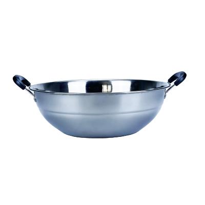 China Sustainable Industrial Stainless Steel Chinese Gas Cooker Thickened Wok With Double Handle for sale