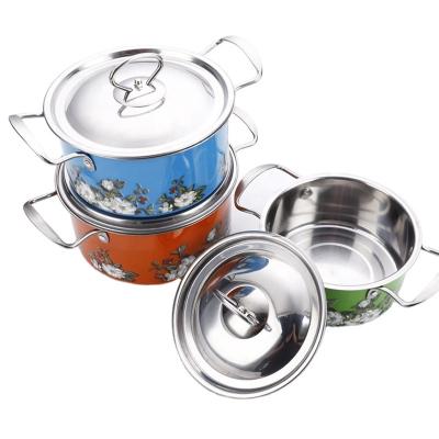 China Sustainable Color Model 10 Pieces Kitchen Utensils With Cover Stainless Steel Cooking Pot for sale