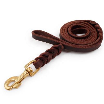 China Customized Durable Durable Leather Dog Leash With Sturdy Metal Hook Dog Leather Leash for sale