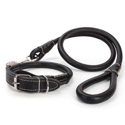 China Modern Durable Leather High Quality Wear Resistant Neck Band Dogs Neck Collar Traction Leashes Rope for sale