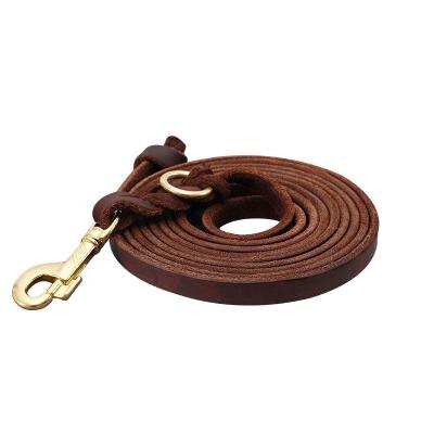 China Factory Direct Selling 3m Length Durable High Quality Cow Leather Pet Leash Durable Leather Leash For Dogs for sale