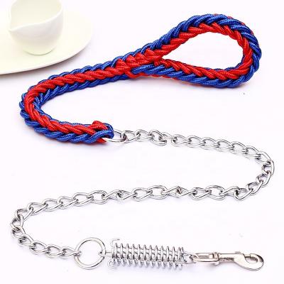 China Factory Direct Selling 1.5m Impulse Spring Viable Colored Nylon Explosion Proof Nylon Dog Chain Leash for sale