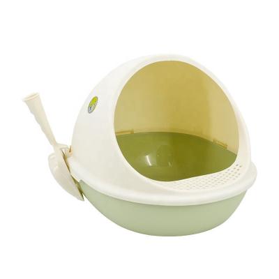 China Partially Enclosed Fashion Round High-end Litter Box Sustainable Cat Litter Box High-walled Cat Toilet for sale