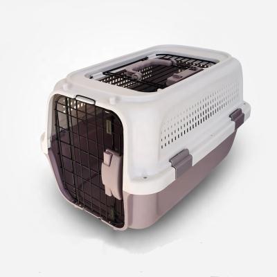 China Factory Wholesale High Quality Viable Pet Air Carrier Plastic Box With Skylight Portable Dog Cat Travel Carrier Case for sale