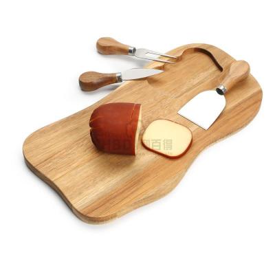 China Viable Custom Simple Portable Wooden Cheese Cutter Dishes Board With Knife Set Picnic Cheese Boards for sale