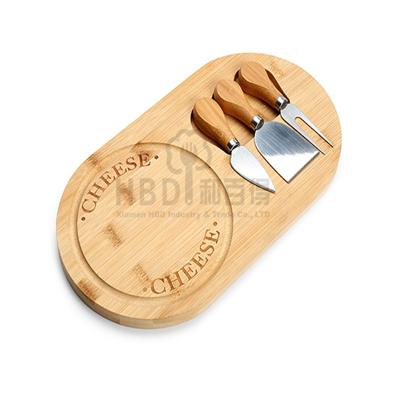 China Sustainable Hot Selling High Quality Custom Bamboo Cheese Board Set With Knife Wholesale for sale