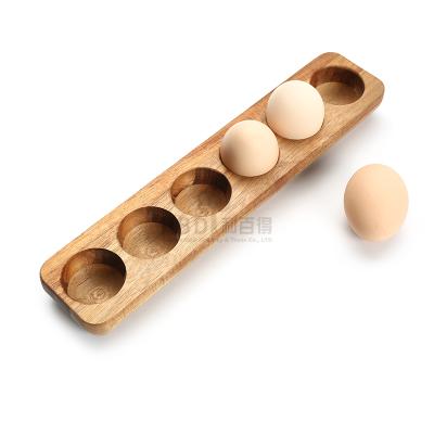 China Sustainable Kitchen Custom Acacia Wood Egg Box For Half Dozen Eggs for sale