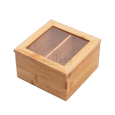 China 2 Compartment Sustainable Cheap Hot Selling Natural Bamboo Tea Box for sale