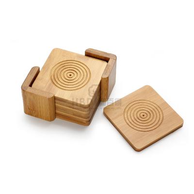 China Sustainable Non-slip New Design Various Durable Using Bamboo Cup Coaster Set With Stand for sale