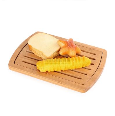 China Wholesale Natural Bamboo Stocked Bread Cutting Board With Resin Drawer Crumb Catcher Serving Tray for sale