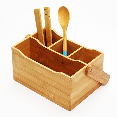 China Modern Hot Selling Bamboo Wooden Cutlery Rack Kitchen Rack For Flatware Utensil Cart for sale