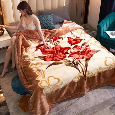 China Anti-Static Wholesale 100% Polyester Thick Winter Soft Thickened Mink 1Ply Raschel Blanket for sale