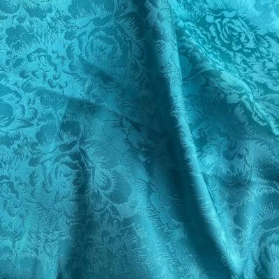 China New stretch sample textil silk like 1883 pajama cheongsam polyester spandex stretch charmeuse satin jacquard fabric for sale