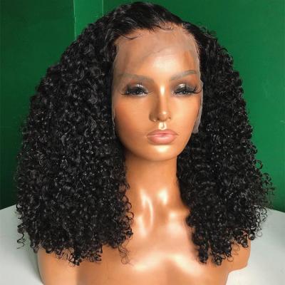 China High Density Curly Afro Mongolian Curly Wig 400% Virgin Human Hair High Density Cuticle Aligned Hair To Lace Frontal Closure Wigs for sale