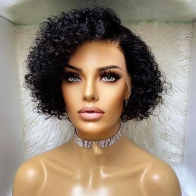 China Hair Lace Front Wigs For Black Women Cuticle Aligned Hair Natural Curly Pixie Wig Tiny Curly Wave Wave for sale