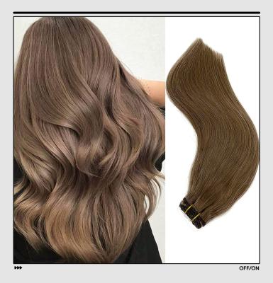 China Hair Ash Brown Human Hair Straight Hair Weft Extensions Extensions Real Sew In For Women Remy Extensions Hand Tied Straight for sale