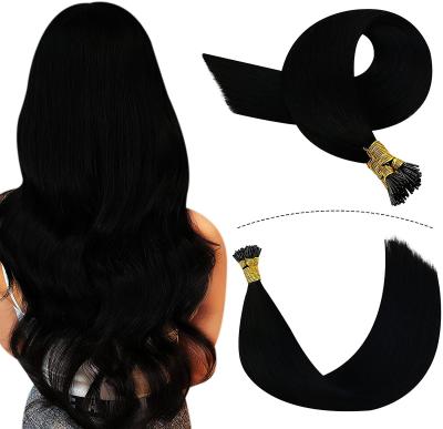 China Nantansha Straight Double Drown Hair Extension #1 Color Straight I Tip Raw Hair Virgin Hair Extensions for sale