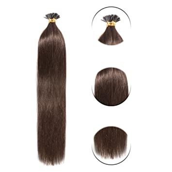 China Silky Straight I Tip Hair Extensions Pre Bonded Medium Brown Wig Long Straight Soft Remy Hair Stick Lace Tips For Women for sale