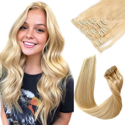 China Straight Hair Extensions Clip-in Honey Blonde Straight Remy Hair Extensions Clip In For Women Full Head for sale