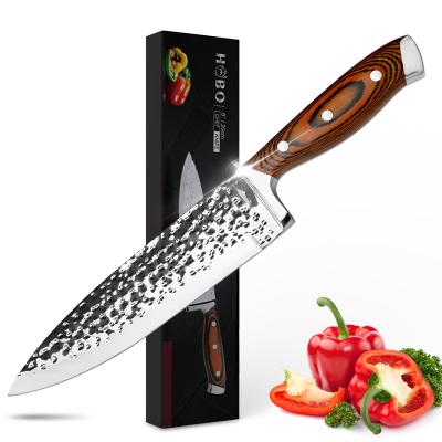 China Workable 8 Inch Blade Stainless Steel Chef's Knife Professional Wooden Handle Kitchen Knife Set for sale