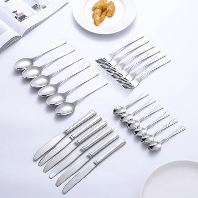 China Viable Premium Quality Wedding Event Souvenirs Silver Luxury Flatware OEM 18/0 Stainless Steel Flatware Sets for sale