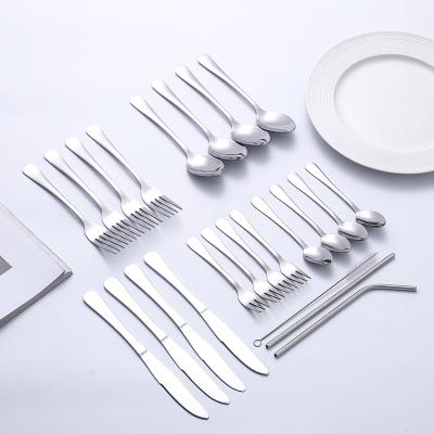 China Viable Wholesale Flatware Set Silver Cutlery Dining Sale Kitchen Stainless Steel Cutlery Set for sale